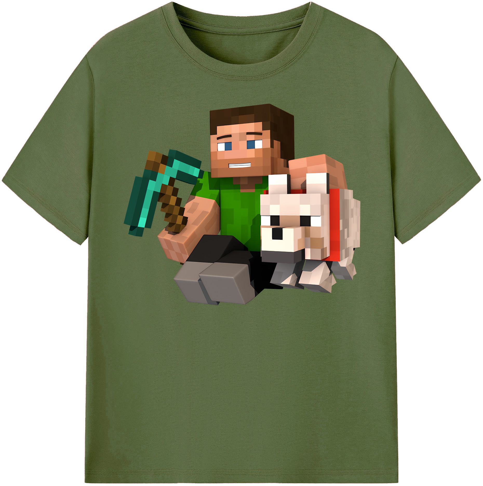 （画像用） マインクラフト ブロックの世界 Minecraft MC Block world 綿100％半袖Tシャツ（フロントプリント）